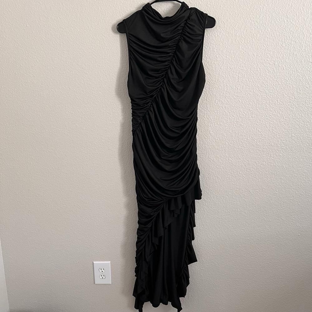 2XL Dress Maxi High low Ruffled Draped Ruche Asymmetrical Whimsigoth Stretch - Picture 1 of 11